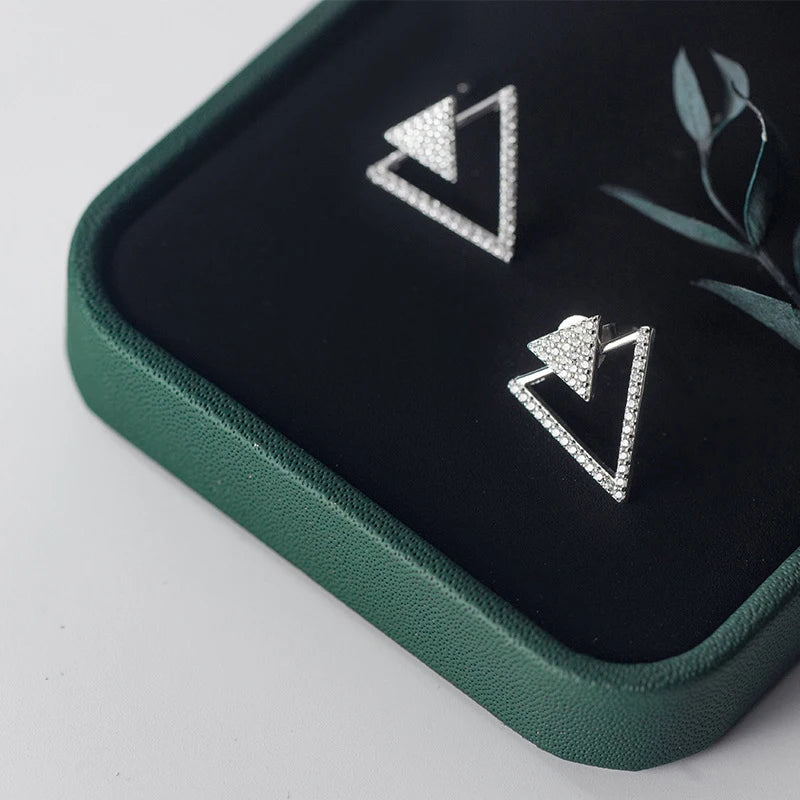 Modian Shiny Clear CZ Big Triangle Dangle Earring for Women Sterling Silver 925 Geometric Drop Earring Ol Style Fine Jewelry