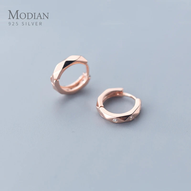 Modian Silver 925 Jewelry Minimalism Clear CZ Hoop Earrings for Women Sterling Silver 925 Anti-allergy Fine Jewelry Gifts