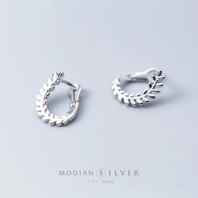 Modian Silver 925 Jewelry Tree of Life Hoop Earrings for Women 925 Sterling Silver Leaves Anti-allergy Fine Jewelry Gifts