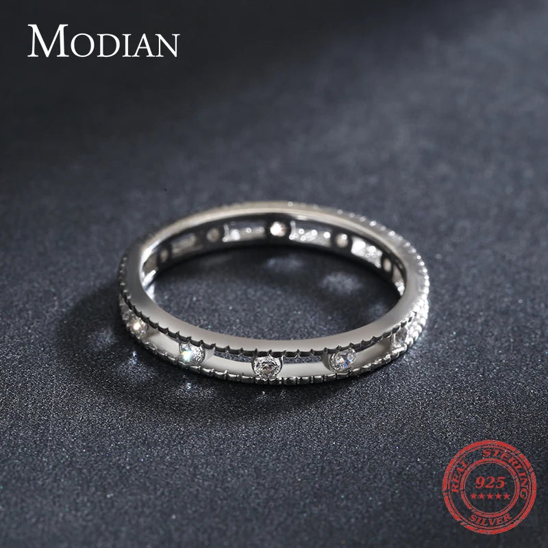 Modian Silver Rings Stackable Vintage Finger Rings for Women Wedding 925 Sterling Silver Fine Jewelry Platinum Plated