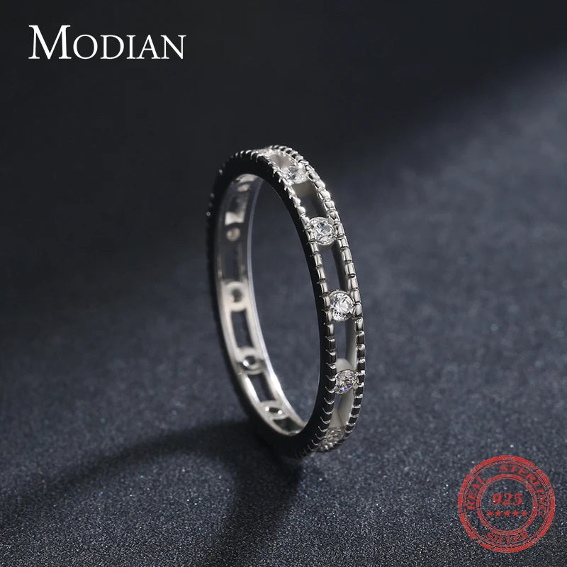 Modian Silver Rings Stackable Vintage Finger Rings for Women Wedding 925 Sterling Silver Fine Jewelry Platinum Plated
