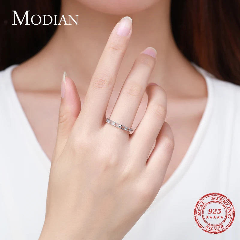 Modian Silver Rings Stackable Vintage Finger Rings for Women Wedding 925 Sterling Silver Fine Jewelry Platinum Plated