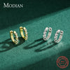 Modian Silver Turquoise Tiny Earring Real 925 Sterling Silver Round Clear CZ Hoop Earrings For Women Girl Party Fine Jewelry