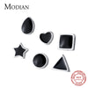 Modian Simple Enamel Fine Jewelry Cute Real 925 Sterling Silver Star Heart Square Round Stud Earrings For Women Silver Jewelry