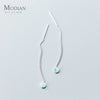 Modian Simple Blue Opal Long Tassel Dangle Earrings Classic 925 Sterling Silver Elegant Jewelry For Women Female Earring