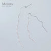 Modian Simple Long Tassel Chain Drop Earrings Charm 925 Sterling Silver Classic Dangle Ear For Women Wedding Jewelry