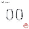Modian Simple Oval Sparkling Hoop Earrings 100% 925 Sterling Silver Charm Hoops Ear For Women Christmas Gift Jewelry