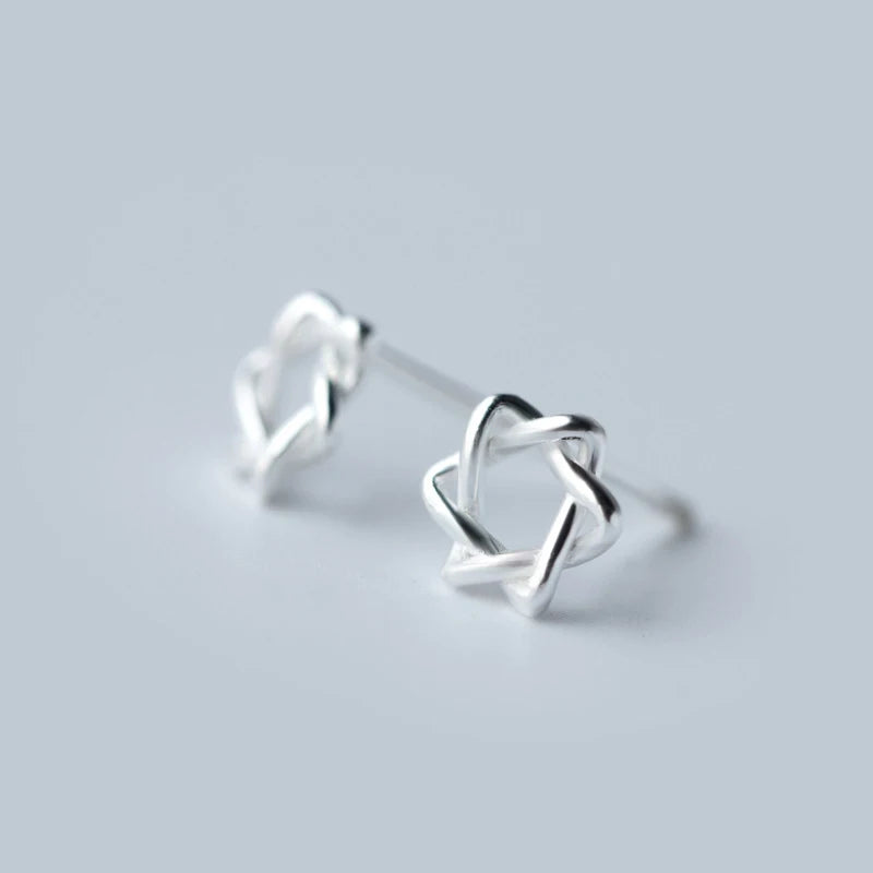 Modian Simple Star Flower Line Stud Earrings Cute Charm Geometric 925 Sterling Silver Jewelry Female Tiny Earring Gift
