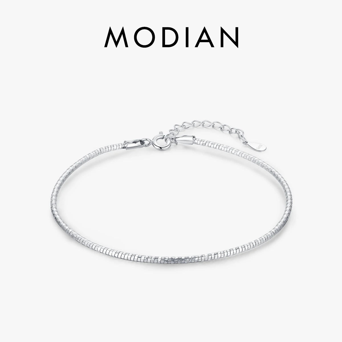 Modian Solid 925 Sterling Silver Classic Basic Snake Chain Bracelet Elastic Simple Bangle For Women Fine Jewelry Birthday Gift