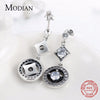 Modian Solid 925 Sterling Silver Classic Drop Earrings Cubic Zirconia VINTAGE Style For Women Date Long Earrings Jewelry
