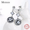 Modian Solid 925 Sterling Silver Classic Drop Earrings Cubic Zirconia VINTAGE Style For Women Date Long Earrings Jewelry