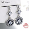 Modian Solid 925 Sterling Silver Classic Drop Earrings Cubic Zirconia VINTAGE Style For Women Date Long Earrings Jewelry