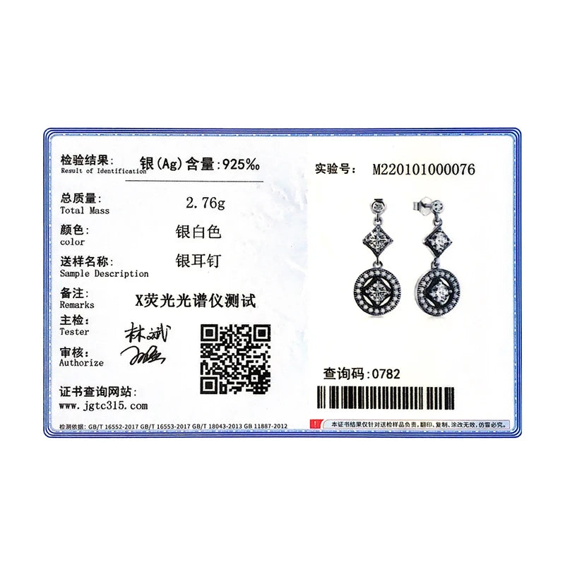Modian Solid 925 Sterling Silver Classic Drop Earrings Cubic Zirconia VINTAGE Style For Women Date Long Earrings Jewelry