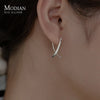 Modian Solid 925 Sterling Silver Simple Abstract Style Ear Buckles for Women Fine Jewelry Summer Party Hoop Earrings Accessories
