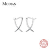 Modian Solid 925 Sterling Silver Simple Abstract Style Ear Buckles for Women Fine Jewelry Summer Party Hoop Earrings Accessories