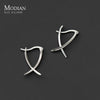 Modian Solid 925 Sterling Silver Simple Abstract Style Ear Buckles for Women Fine Jewelry Summer Party Hoop Earrings Accessories