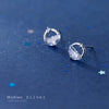 Modian Sparkling Geometric Cubic Zirconia Round Charm Stud Earrings 925 Sterling Silver Luxury Ear For Women Wedding Jewelry