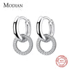 Modian Sparkling Hoop Earrings Charm 100% 925 Sterling Silver Clear CZ Circle Ear For Women Wedding Statement Jewelry