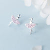 Modian Sparkling Pink AAA Zircon Stud Earrings for Women Elegant Dancer 925 Sterling Silver Europe Fine Jewelry Brincos