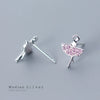 Modian Sparkling Pink AAA Zircon Stud Earrings for Women Elegant Dancer 925 Sterling Silver Europe Fine Jewelry Brincos