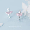 Modian Sparkling Pink AAA Zircon Stud Earrings for Women Elegant Dancer 925 Sterling Silver Europe Fine Jewelry Brincos