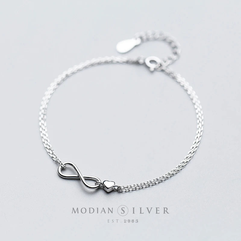 Modian Sterling Silver 925 Clasp Lobster Chain Bracelet For Women  Infinite Love Simple Silver Fine Jewelry Female Gift Pulsera