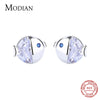Modian Summer 925 Sterling Silver Clear Zircon Fish Kiss Tiny Stud Earrings For Women Charm Cute Silver Fine Jewelry