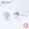 Modian Summer 925 Sterling Silver Clear Zircon Fish Kiss Tiny Stud Earrings For Women Charm Cute Silver Fine Jewelry