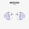 Modian Summer 925 Sterling Silver Clear Zircon Fish Kiss Tiny Stud Earrings For Women Charm Cute Silver Fine Jewelry