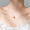 Modian Trendy 925 Sterling Silver Fruit Red Crystal Cherry Pendant  Necklace for Women Link Chain Necklace Original Fine Jewelry