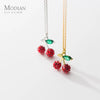Modian Trendy 925 Sterling Silver Fruit Red Crystal Cherry Pendant  Necklace for Women Link Chain Necklace Original Fine Jewelry
