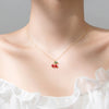 Modian Trendy 925 Sterling Silver Fruit Red Crystal Cherry Pendant  Necklace for Women Link Chain Necklace Original Fine Jewelry