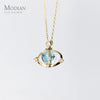 Modian Trendy Blue Crystal Planet Pendant Necklace for Women 100% 925 Sterling Silver  Link Chain Necklace Fine Jewelry
