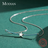 Modian Vintage Stars Elegant Link Chain Necklace 100% 925 Sterling Silver Turquoise Pendant For Women Christmas Gift Jewelry