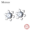 Modian Winter Simple Snowflake 3 Color Clear CZ Jewelry 925 Sterling Silver Wedding Stud Earrings For Women Brincos