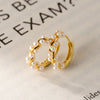 Moidan 925 Sterling Silver Charm Twine Pearl Hoop Earrings Trendy Gold Color Ear buckle For Women Wedding Fine Jewelry Gifts