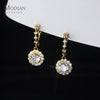 Moidan Luxury Sparkling Round Zirconia Dangle Earrings 925 Sterling Silver Charm Drop Ears For Women Wedding Statement Jewelry