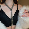 Multi-Layer Grey Imitation Pearl Necklace Bead Chain for Women Men Trend Elegant Long Tassel Necklace Charm Banquet Jewelry