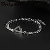 Multi Layer Leather Triangle Bracelets for Men Women Customizable Engraving Stainless Steel Casual Personalized Bangle B001