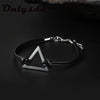 Multi Layer Leather Triangle Bracelets for Men Women Customizable Engraving Stainless Steel Casual Personalized Bangle B001