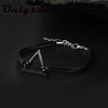 Multi Layer Leather Triangle Bracelets for Men Women Customizable Engraving Stainless Steel Casual Personalized Bangle B001