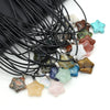 Natural Five-pointed Star Shape Agates Tiger Eye Clear Quartzs Stone Pendant Necklace for Women Jewelry Gifts 40cm