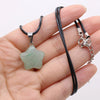 Natural Five-pointed Star Shape Agates Tiger Eye Clear Quartzs Stone Pendant Necklace for Women Jewelry Gifts 40cm