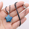 Natural Five-pointed Star Shape Agates Tiger Eye Clear Quartzs Stone Pendant Necklace for Women Jewelry Gifts 40cm
