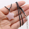 Natural Five-pointed Star Shape Agates Tiger Eye Clear Quartzs Stone Pendant Necklace for Women Jewelry Gifts 40cm