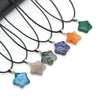 Natural Five-pointed Star Shape Agates Tiger Eye Clear Quartzs Stone Pendant Necklace for Women Jewelry Gifts 40cm