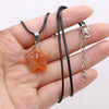 Natural Five-pointed Star Shape Agates Tiger Eye Clear Quartzs Stone Pendant Necklace for Women Jewelry Gifts 40cm