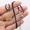Natural Five-pointed Star Shape Agates Tiger Eye Clear Quartzs Stone Pendant Necklace for Women Jewelry Gifts 40cm