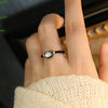 Natural Moonstone Obsidian Rings Beads Minimalist Fidget Ring Handmade Cute Black White Cat Ring Women Party Accessories Jewelry