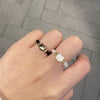 Natural Moonstone Obsidian Rings Beads Minimalist Fidget Ring Handmade Cute Black White Cat Ring Women Party Accessories Jewelry